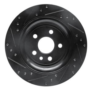 Volvo S60 Brake Rotor (1) - Rear Right - R1 Concepts - Drilled & Slotted - Black - `07-`18